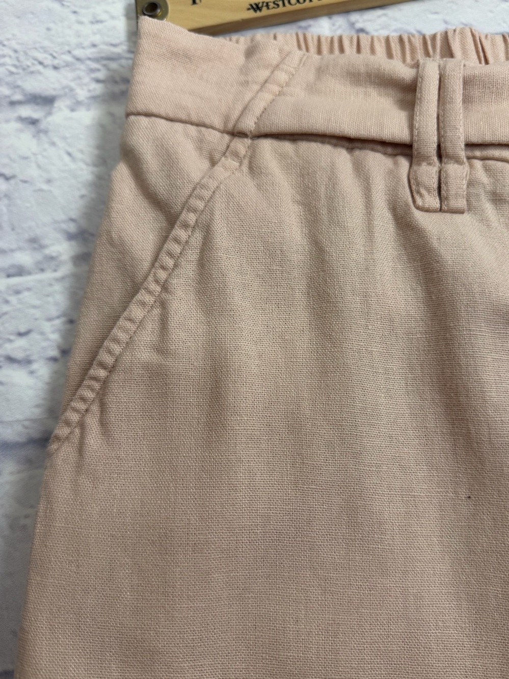 Sigrid Olsen Wide Leg Salmon Linen Pants with Elastic Waist. Size Large. - Picture 5 of 10